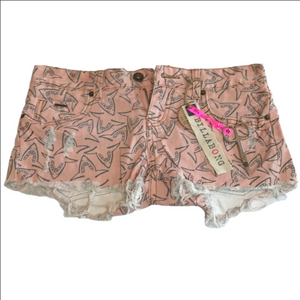 New Billabong Peach Denim Low Rise Distressed Short Shorts Juniors Size 5